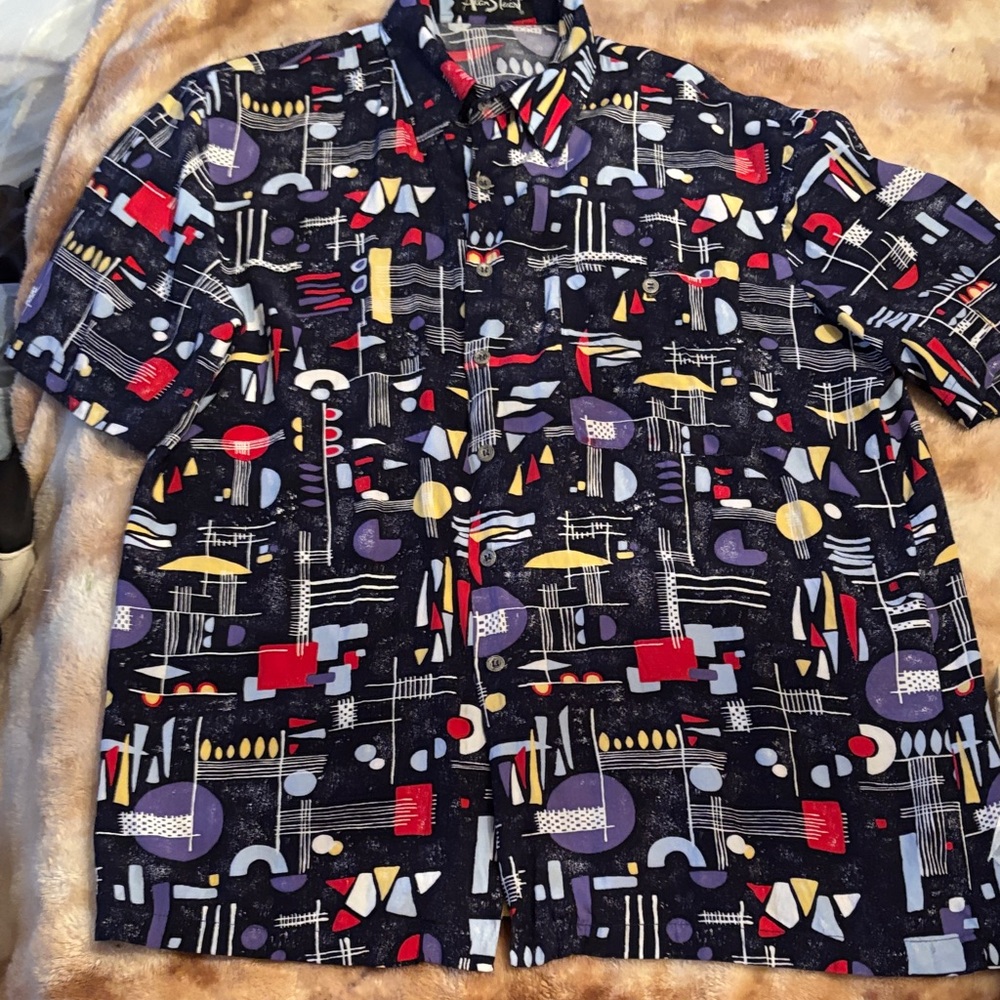 Vintage Alan Stuart Abstract Patterned Casual Shi… - image 3